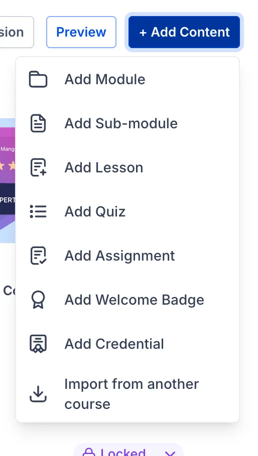 Course content selection view