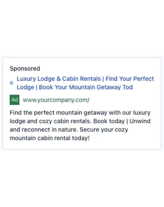 Cabin Rental - Google Ad