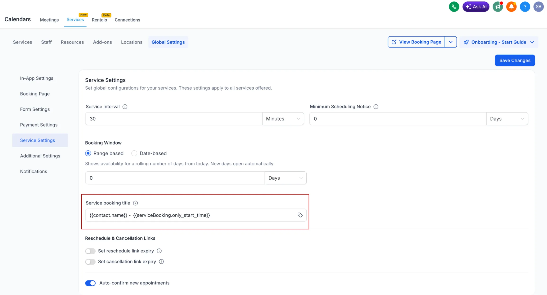 Appointment title update