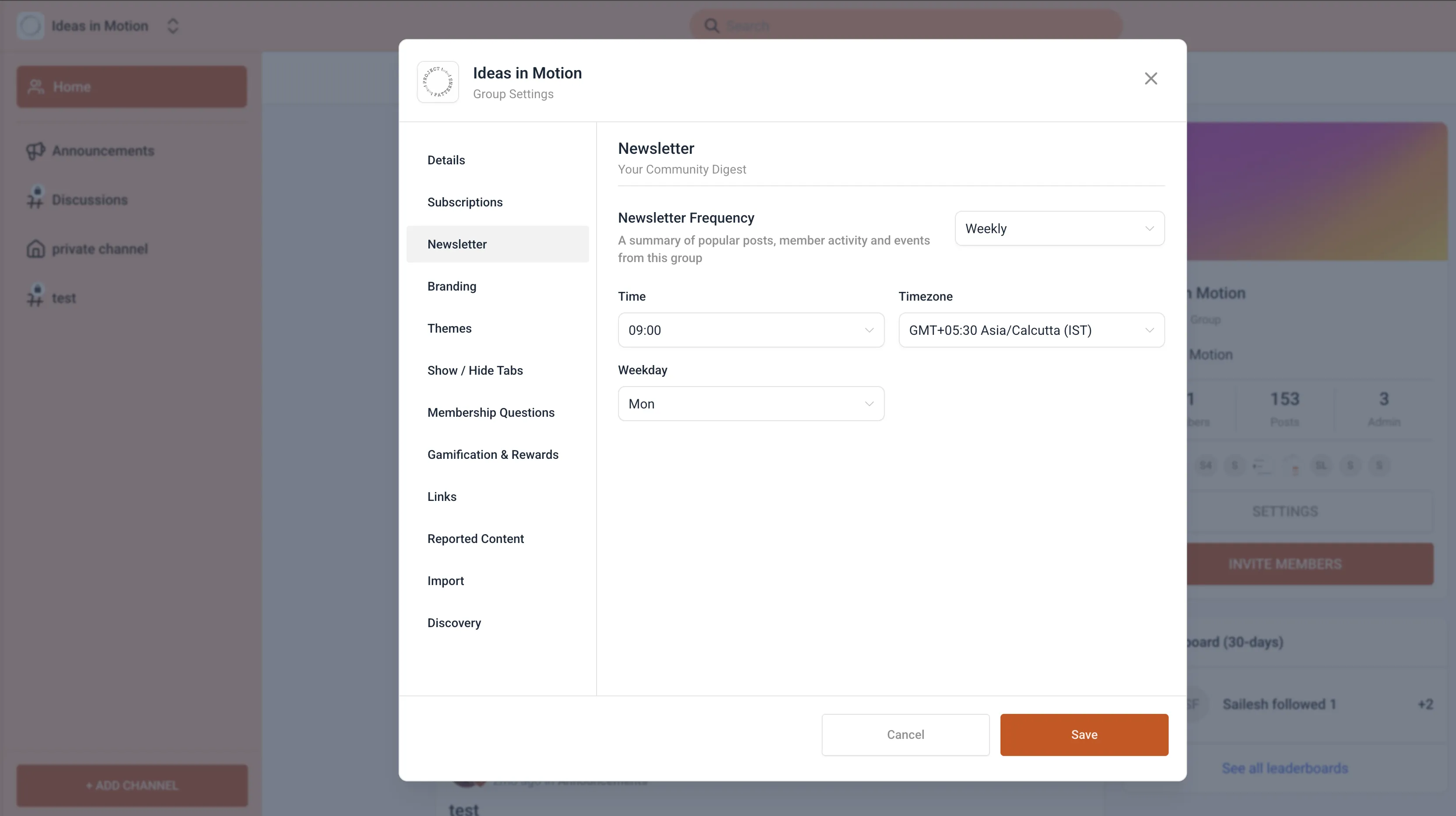 Newsletter scheduling options