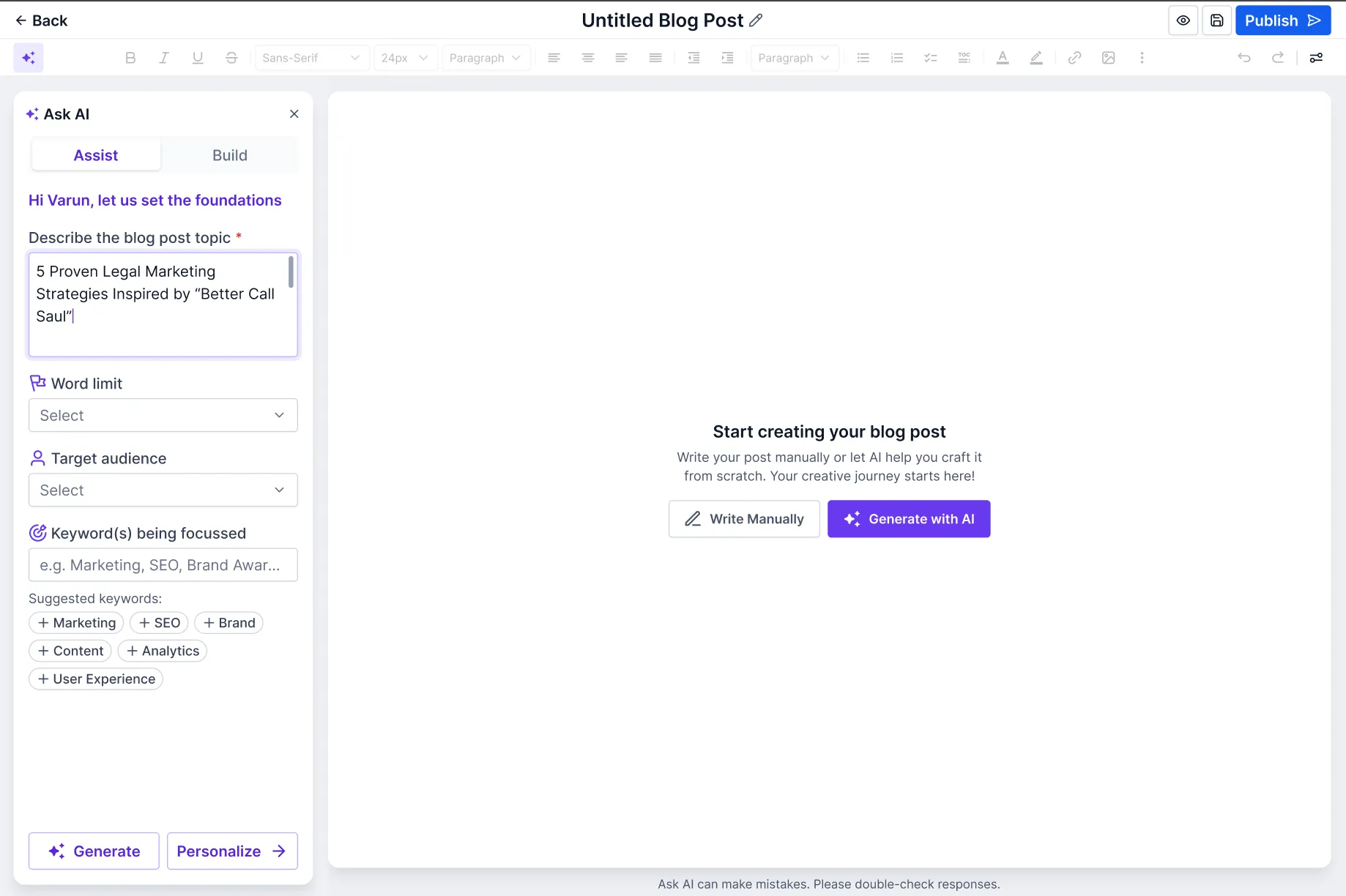Assist Mode selection