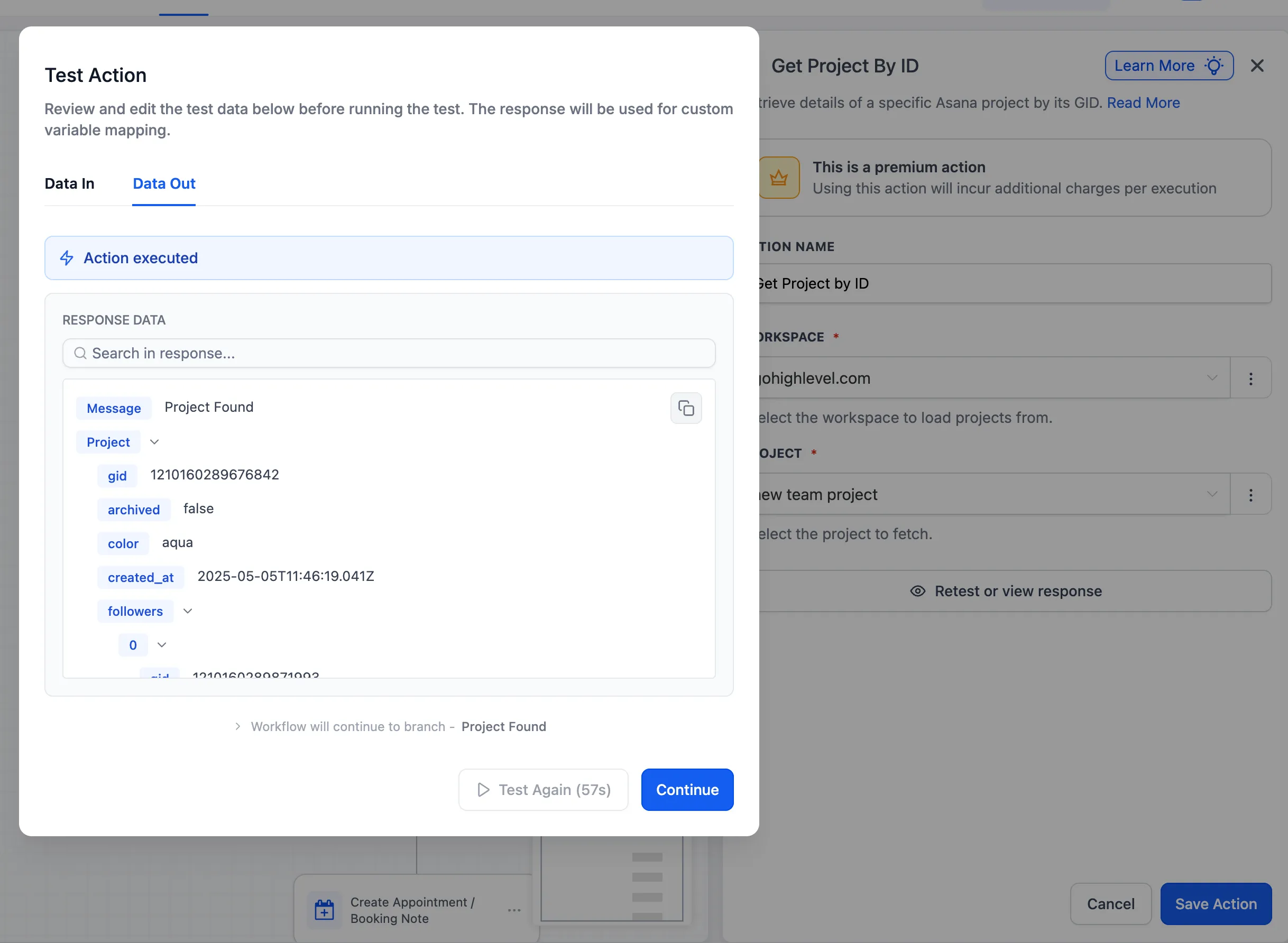 Find Project action details