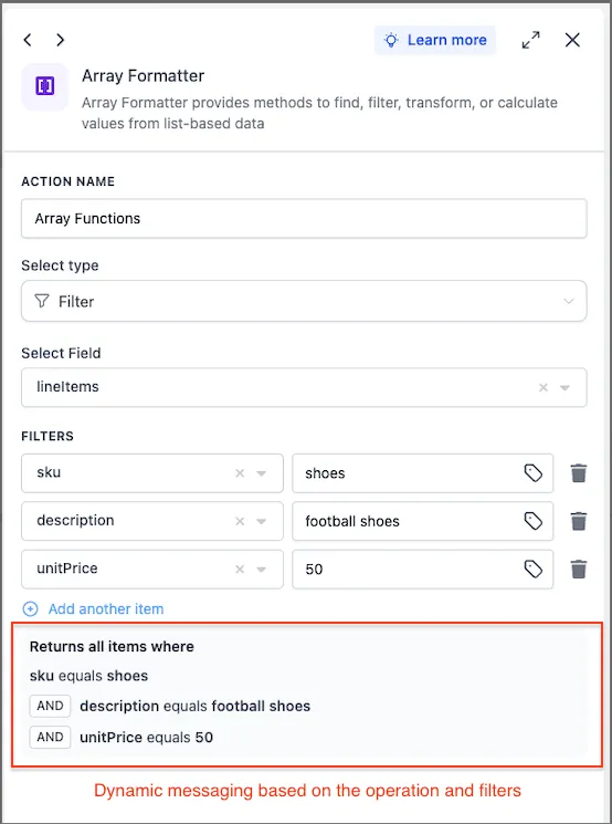 Array Formatter output preview