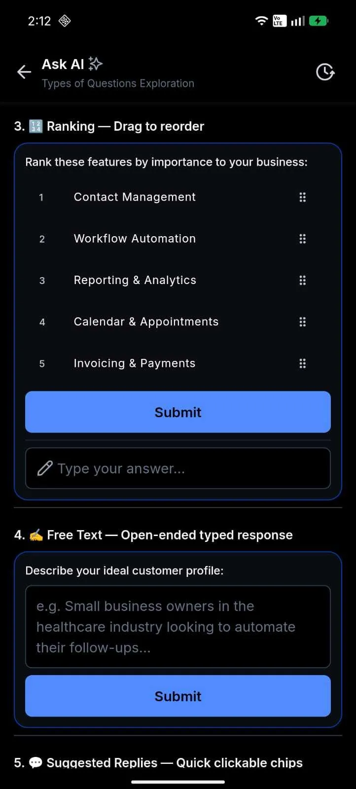Ask AI interactive artifacts