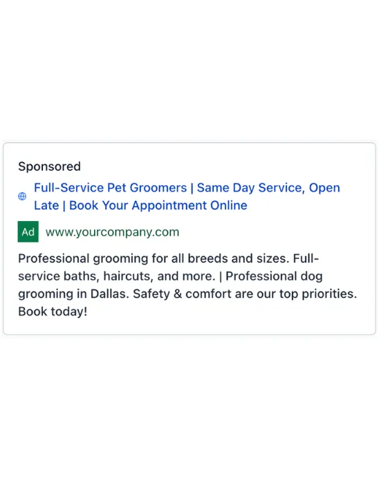 Pet Groomer - Google Ad