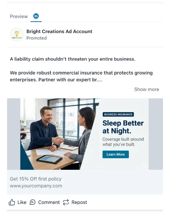 Business Insurance  - LinkedIn Ad