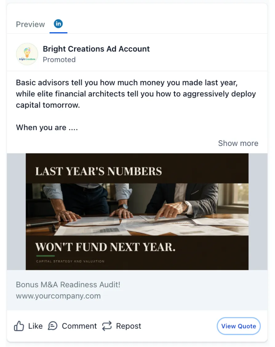 Financial Services - LinkedIn Ad