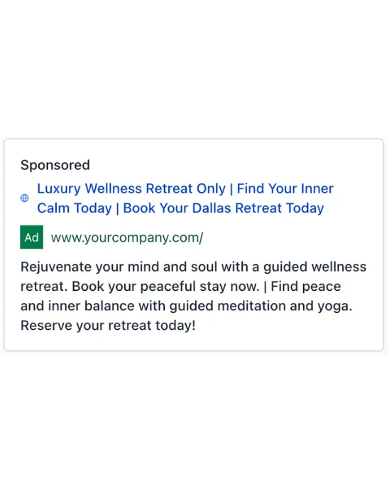 Wellness Retreat - Google Ad