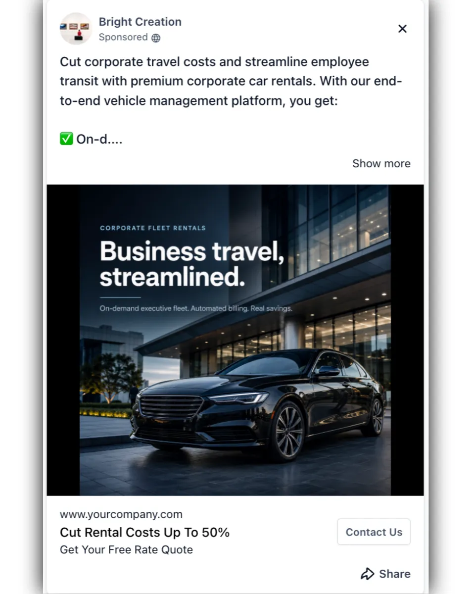 Car Rental Agency - Facebook Ad