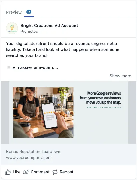Local SEO & Reputation Management - LinkedIn Ad
