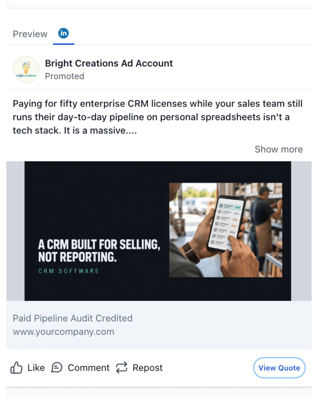 CRM Software - LinkedIn Ad