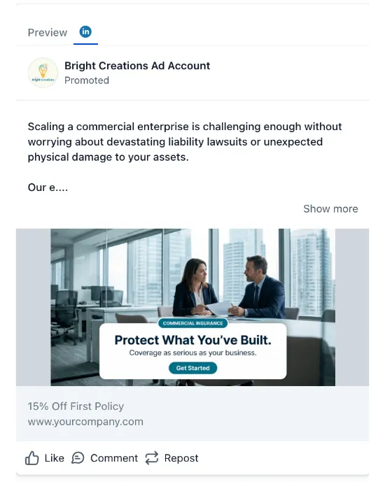 Commercial Insurance - LinkedIn Ad