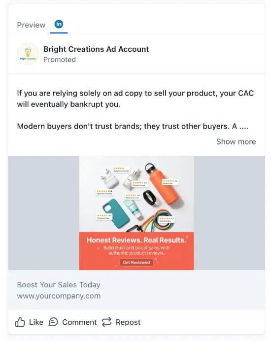 Product Reviews - LinkedIn Ad