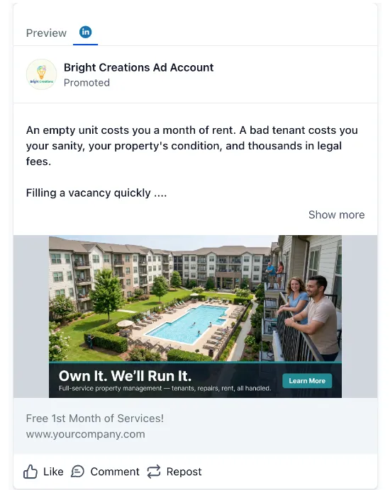 Property Management - LinkedIn Ad