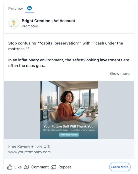 Financial Planner - LinkedIn Ad