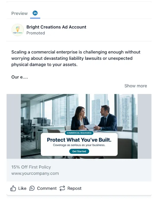 Commercial Insurance  - LinkedIn Ad