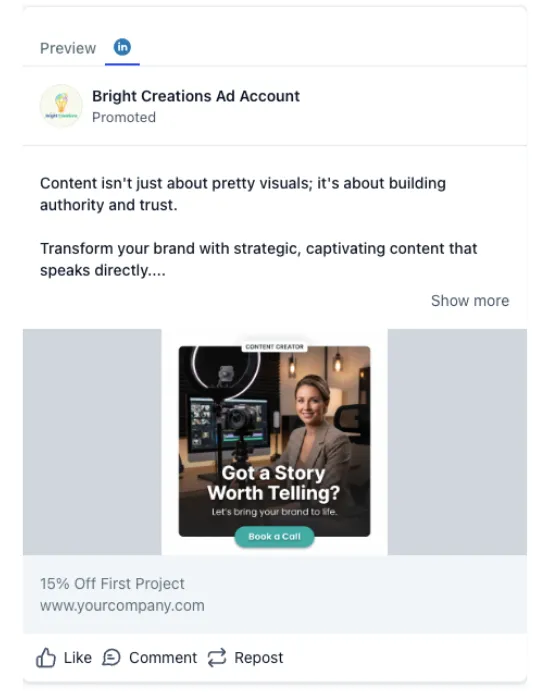 Content Creator - LinkedIn Ad