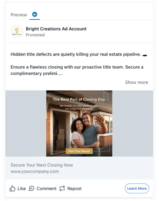 Title Insurance Representative - LinkedIn Ad