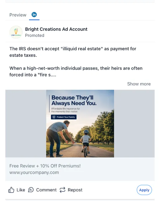 Life Insurance - LinkedIn Ad