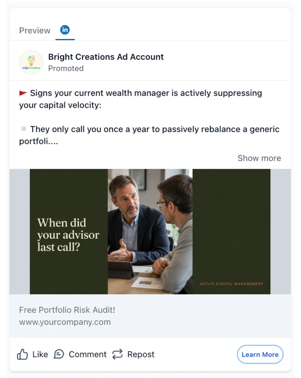 Investment Management - LinkedIn Ad