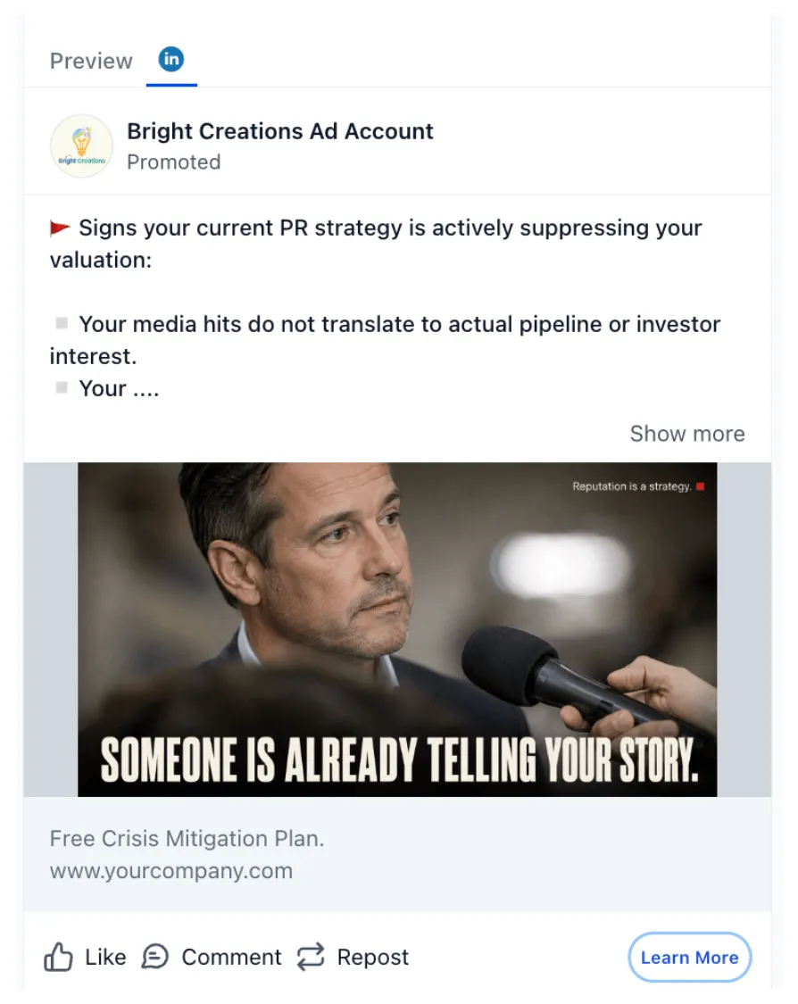 PR Agency - LinkedIn Ad