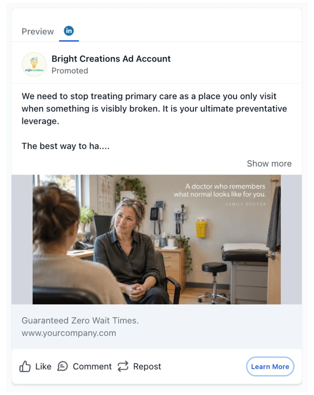 Family Practice Physician - LinkedIn Ad