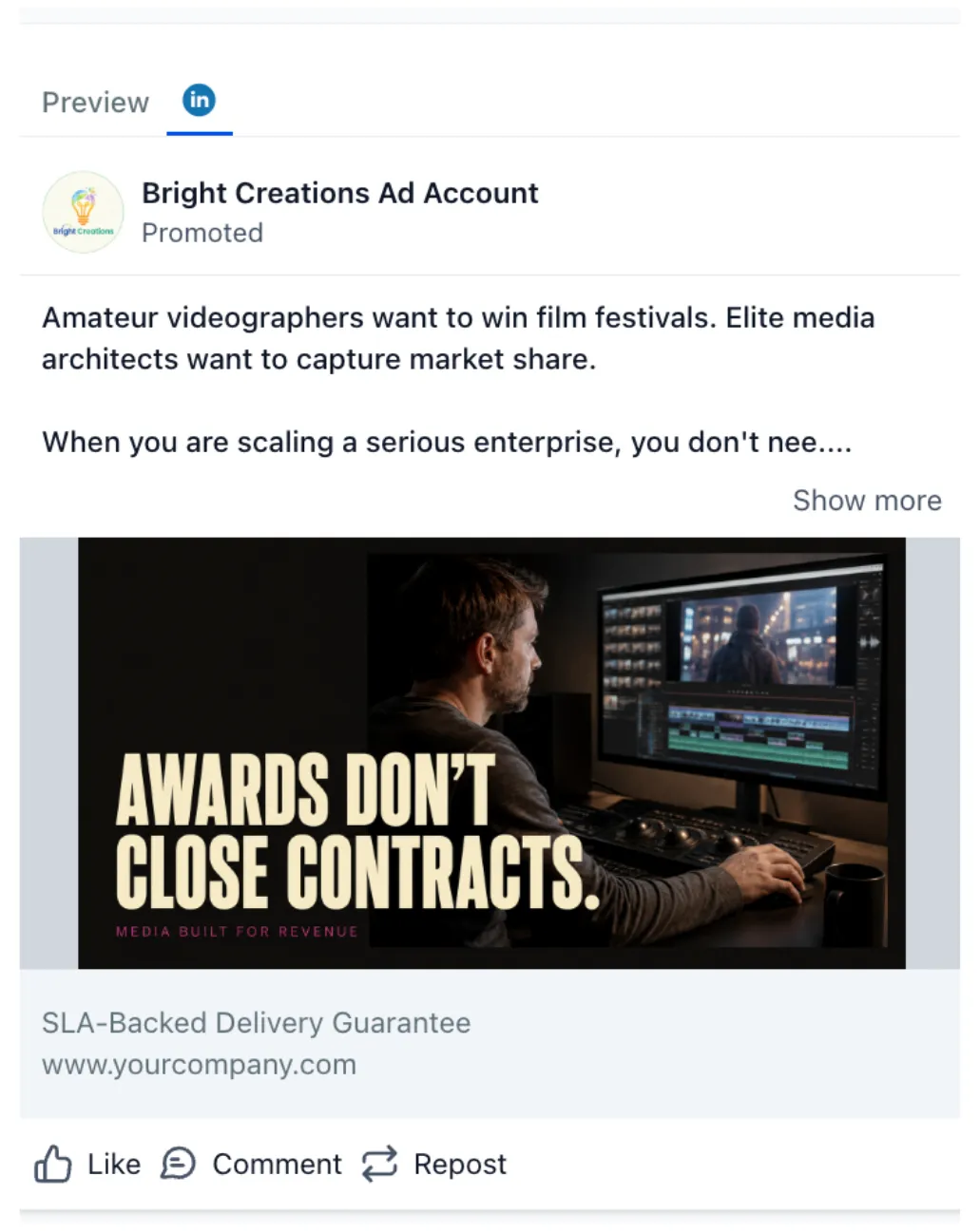 Media Production & Editing - LinkedIn Ad