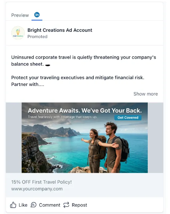 Travel Insurance - LinkedIn Ad