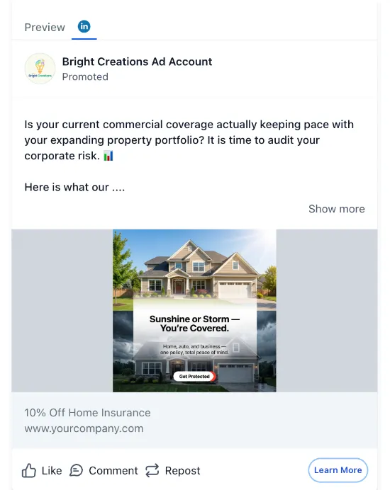 Property & Casualty Insurance Rep - LinkedIn Ad