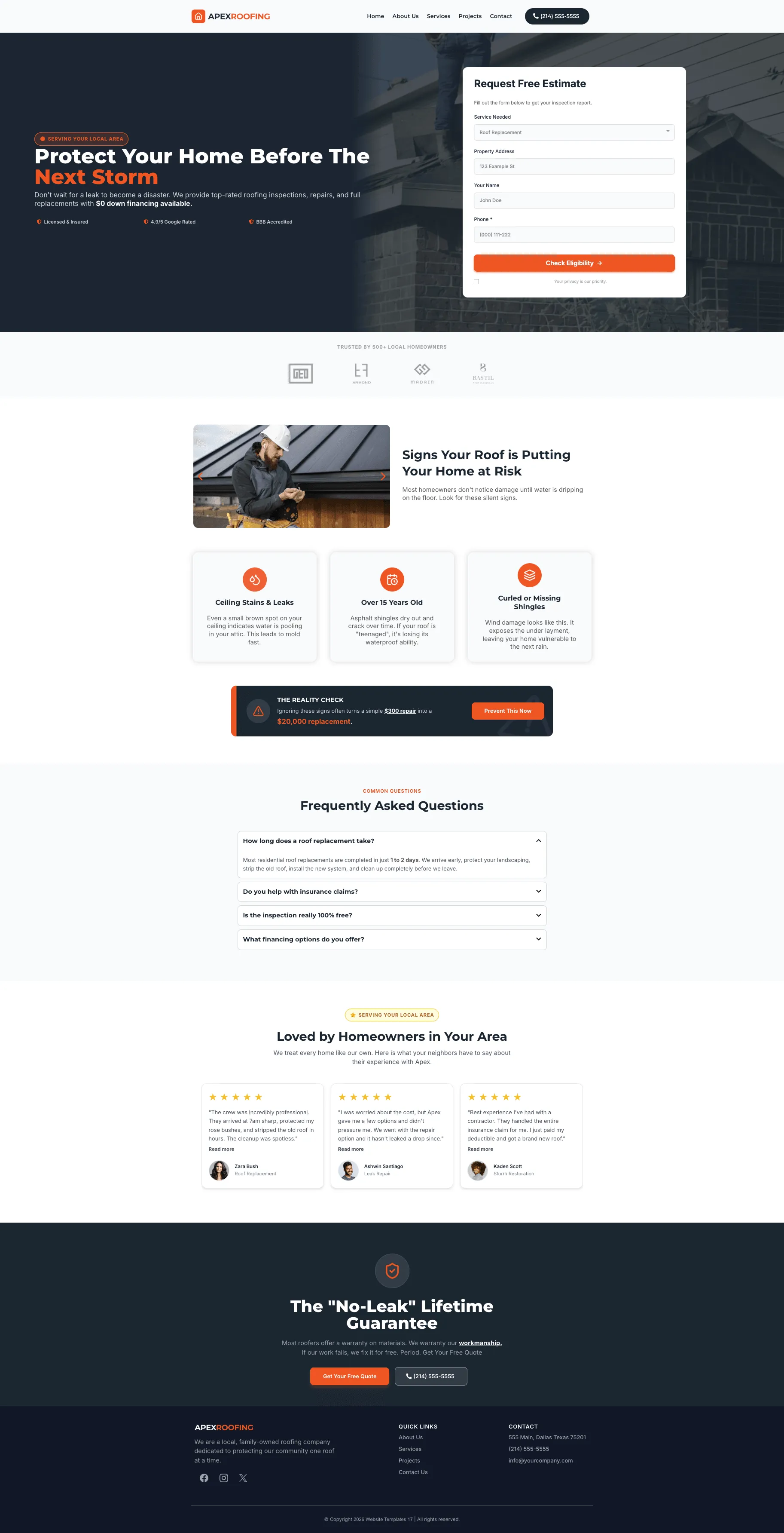 Roofing Contractor - Website
