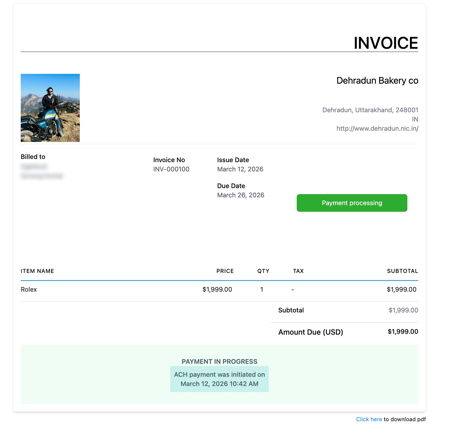 Invoice status after payment