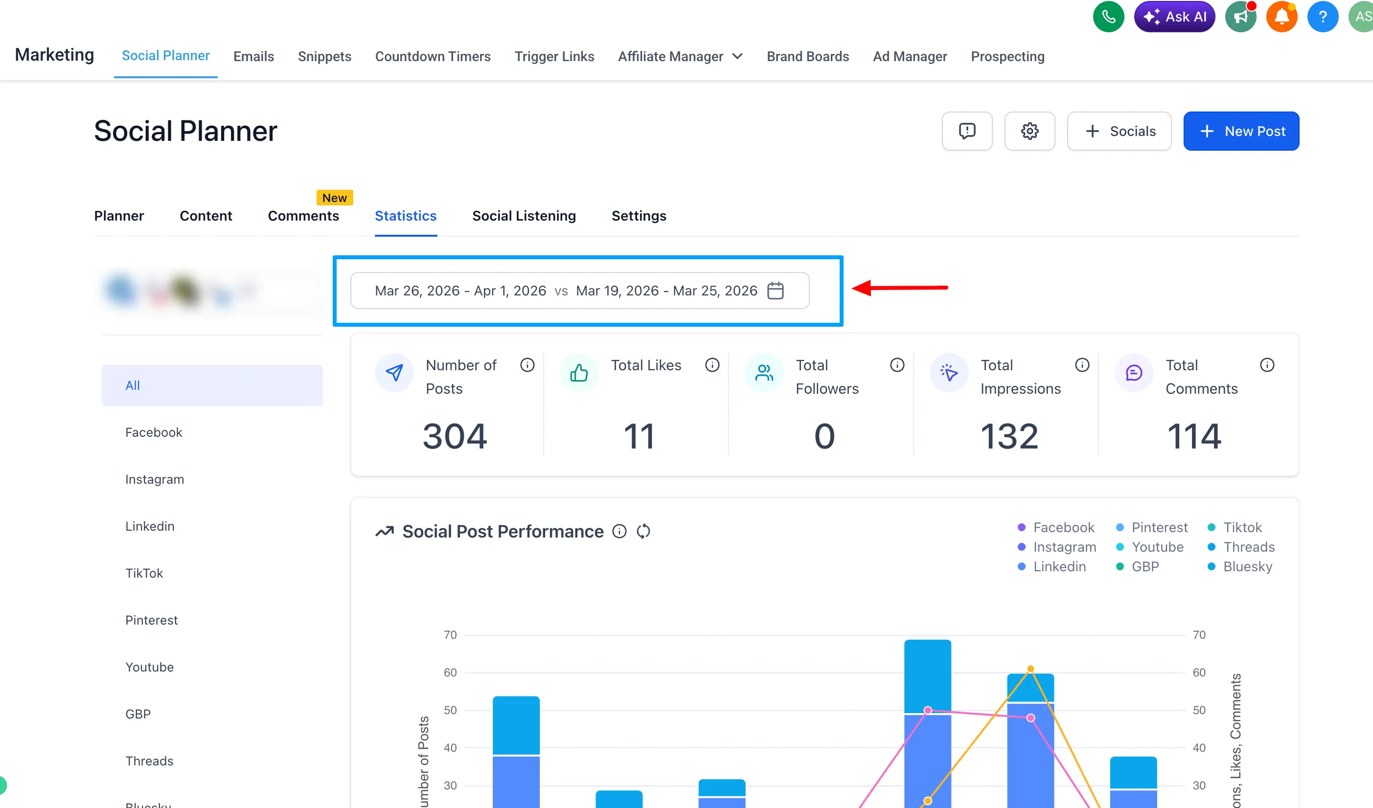 Custom date range selector