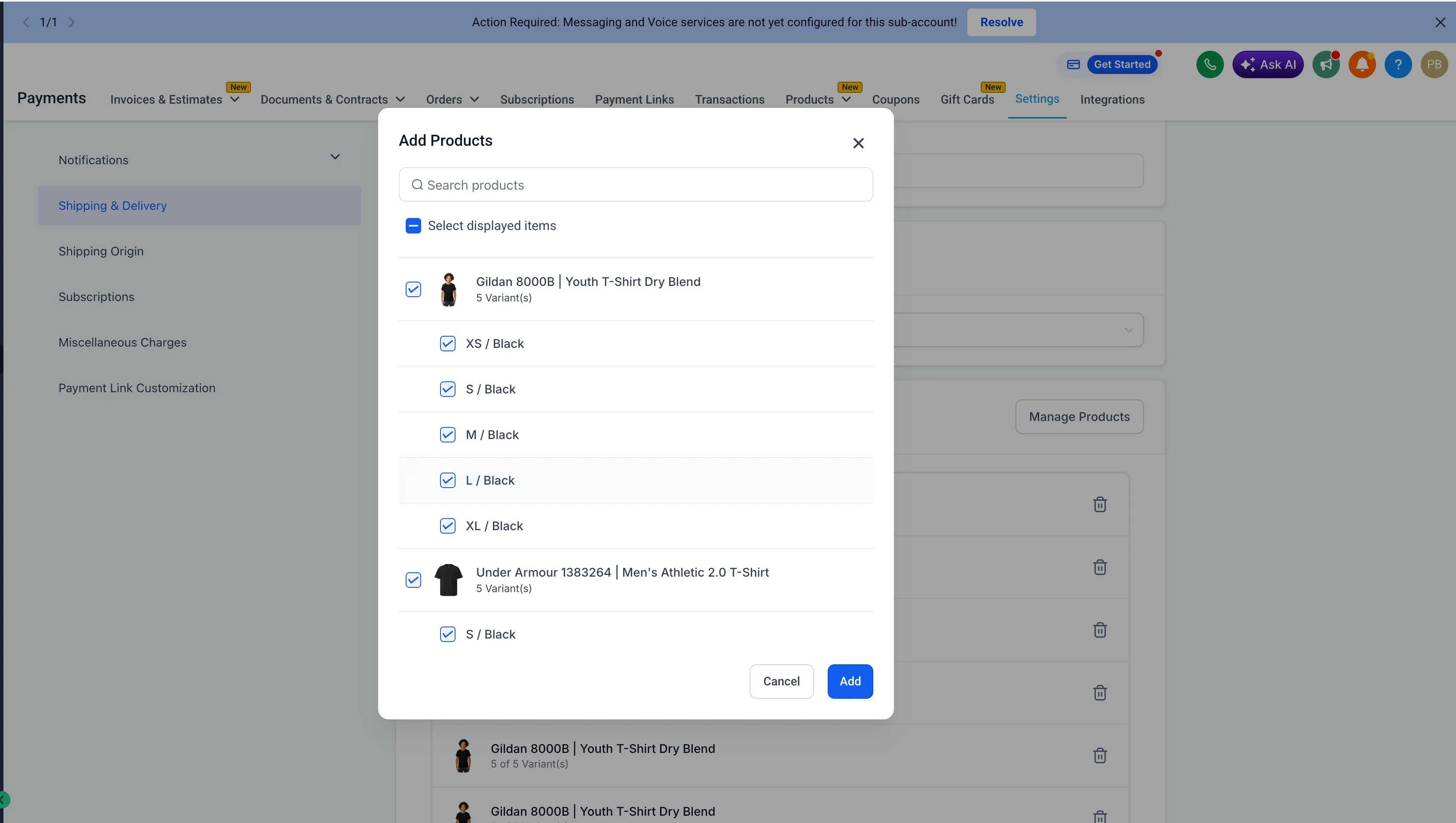 Printful live shipping rates at checkout