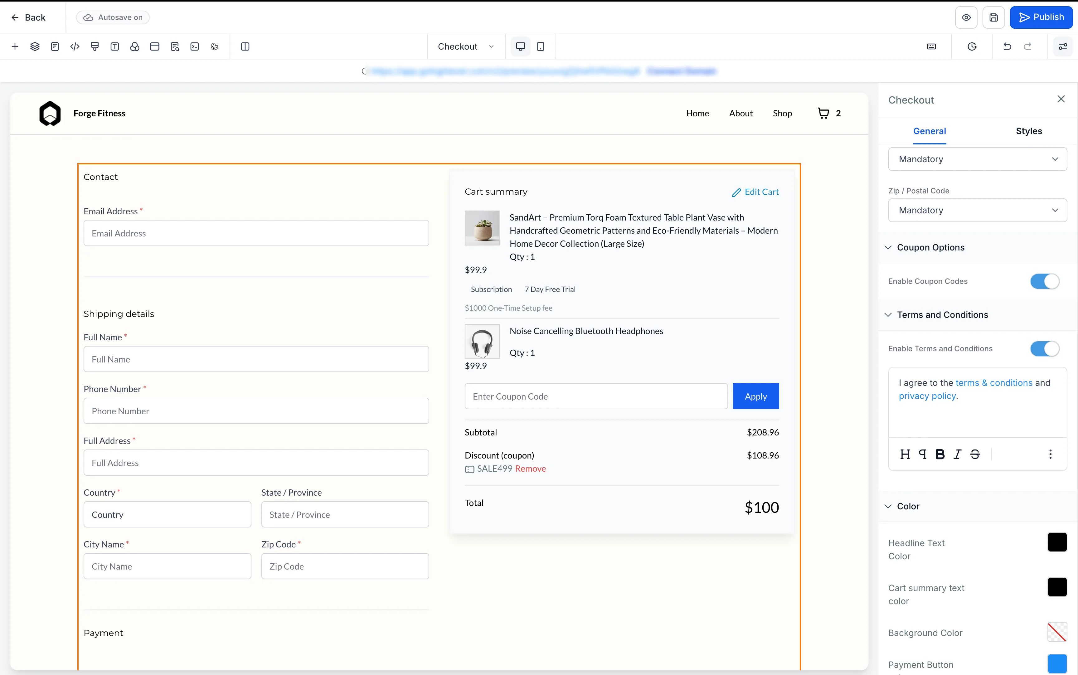 Store checkout consent setting