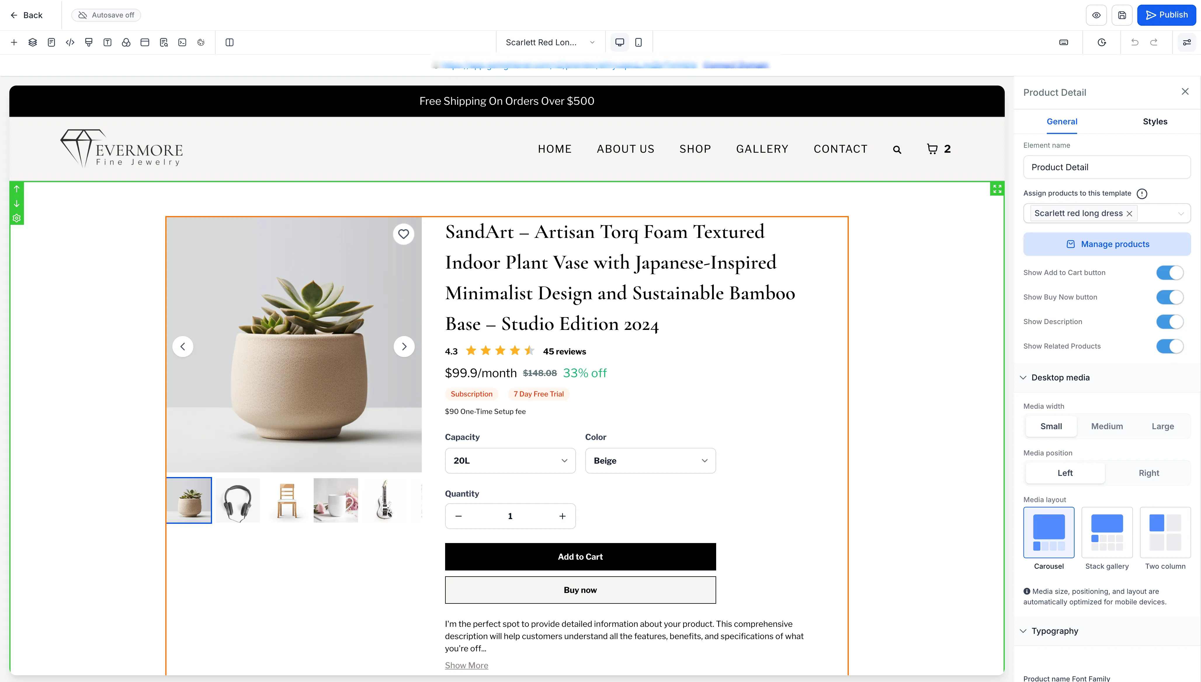 Custom Product Detail Page in the builder