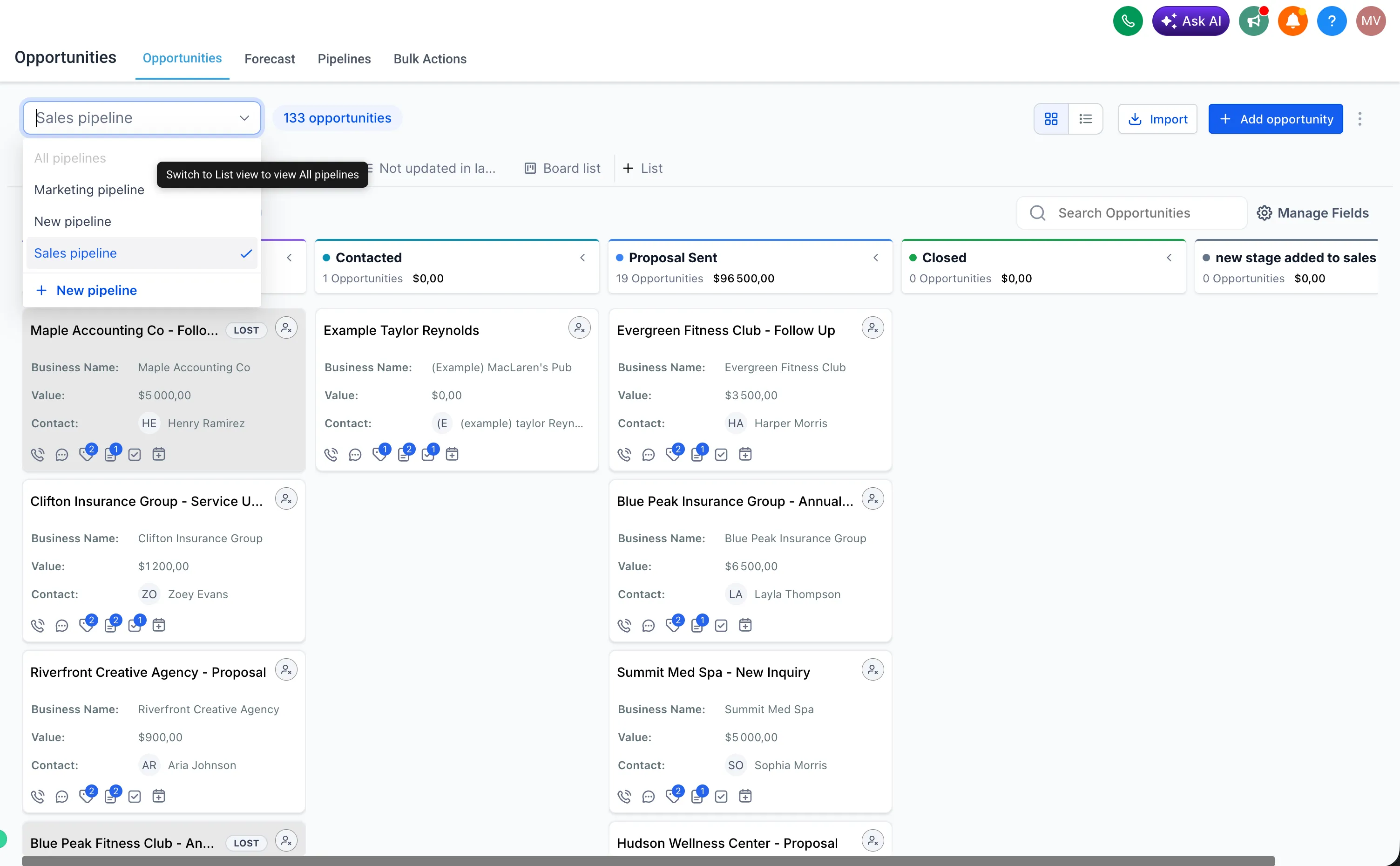 All Pipelines view Smartlist behavior