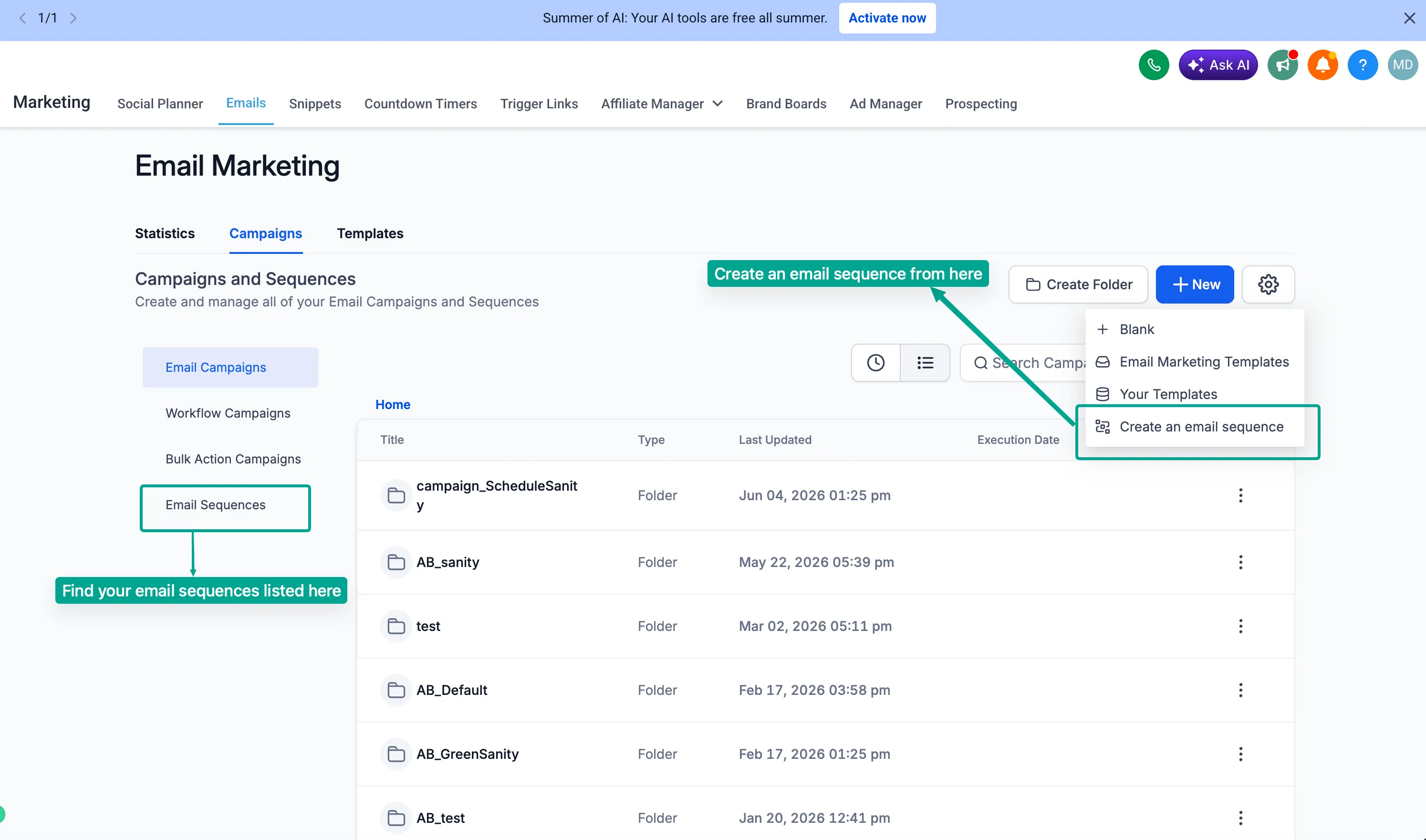 Enable Email Sequences in Beta Labs