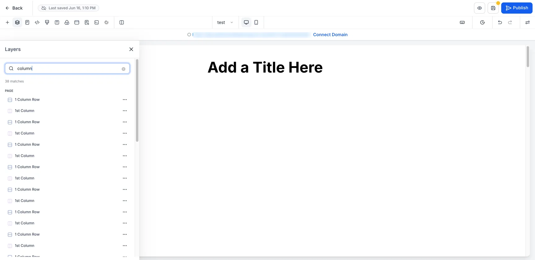Layers panel search results