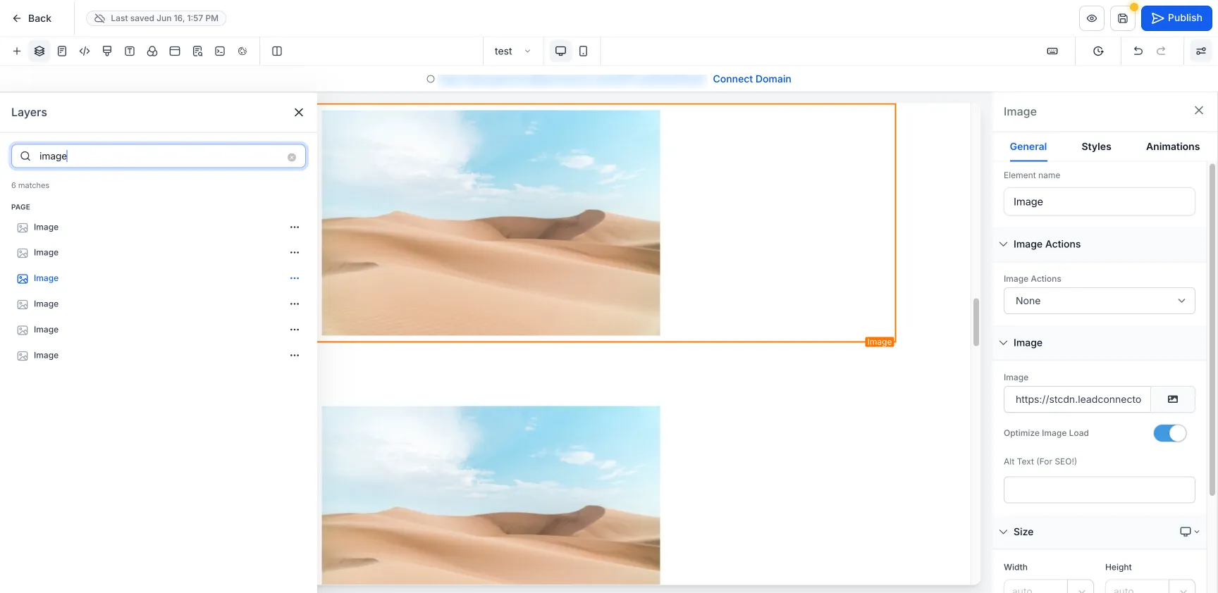 Element actions from layer search