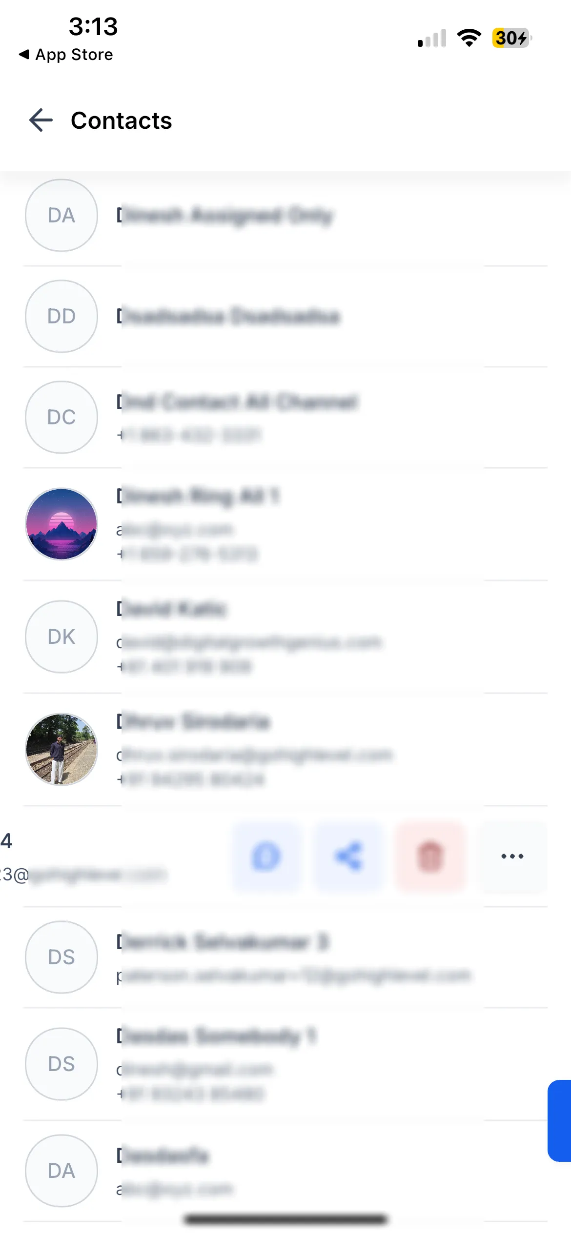 Updated contact list