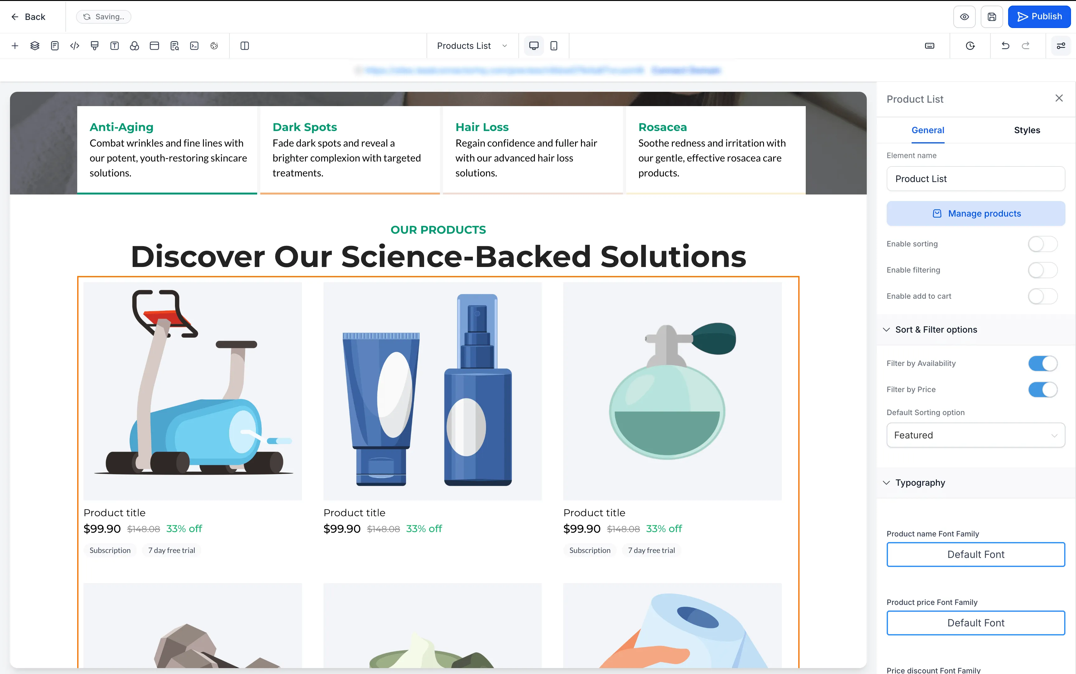 Updated ecommerce placeholder preview