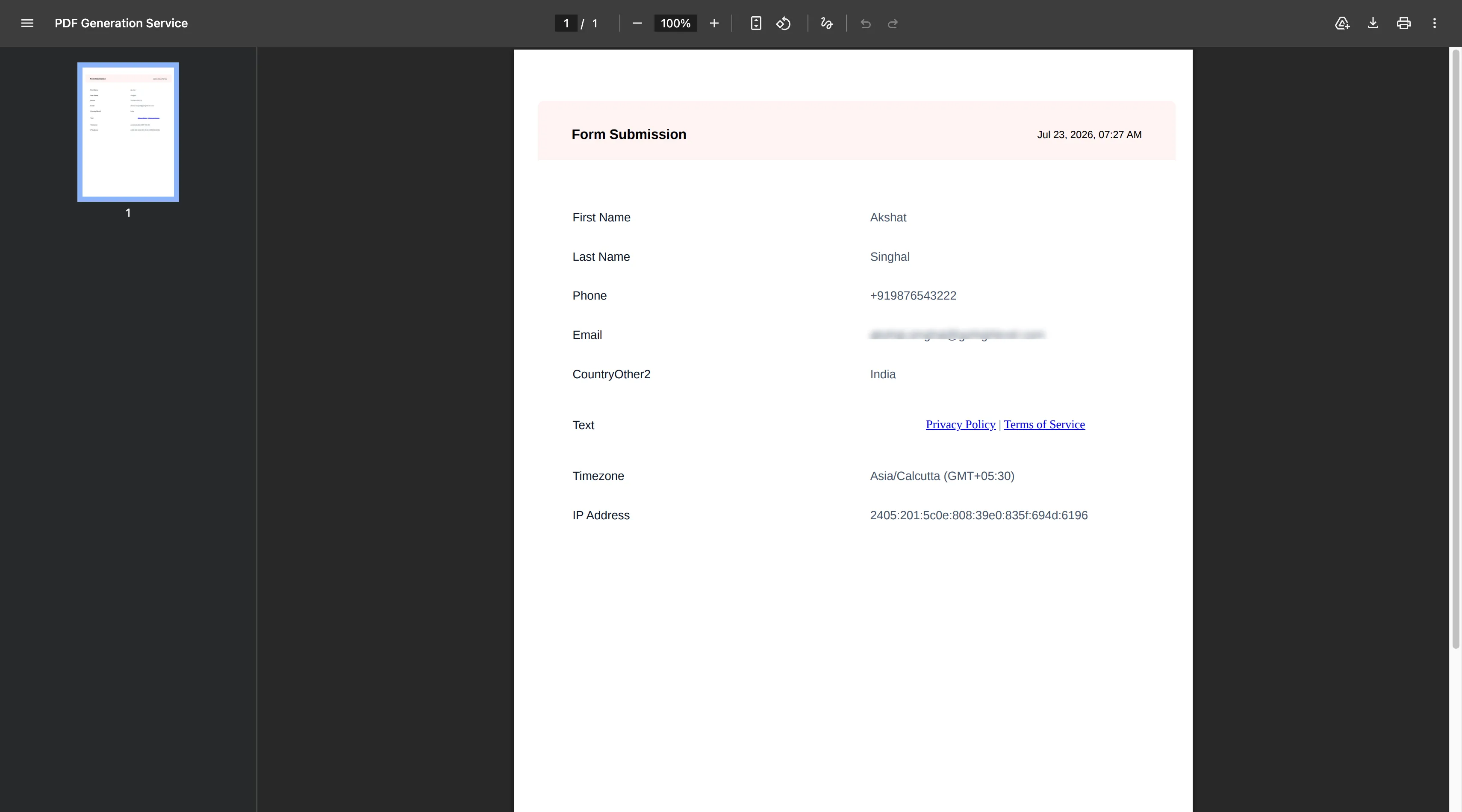 Generate submission document setting