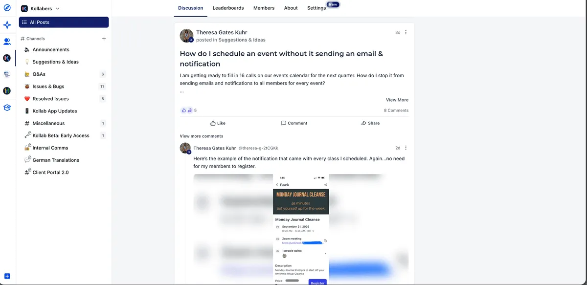 Community discussion feed