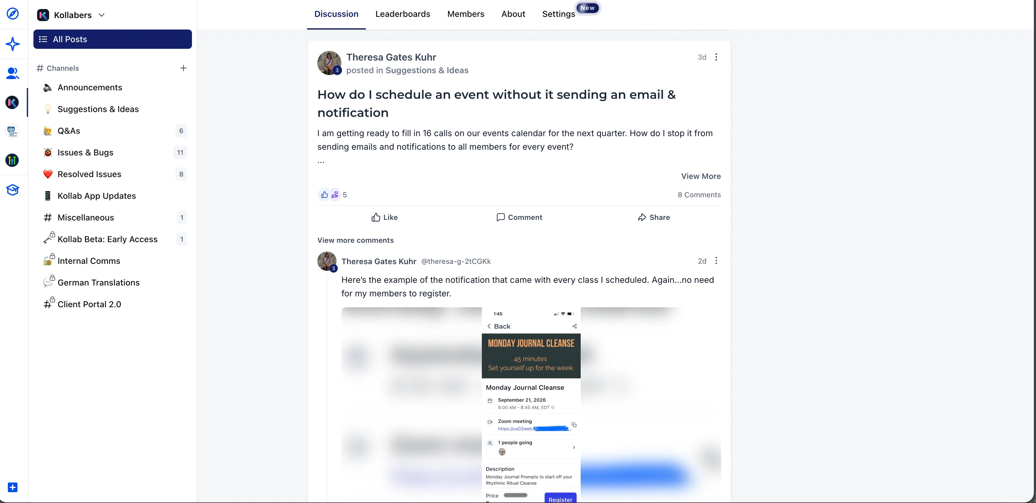 Community discussion feed