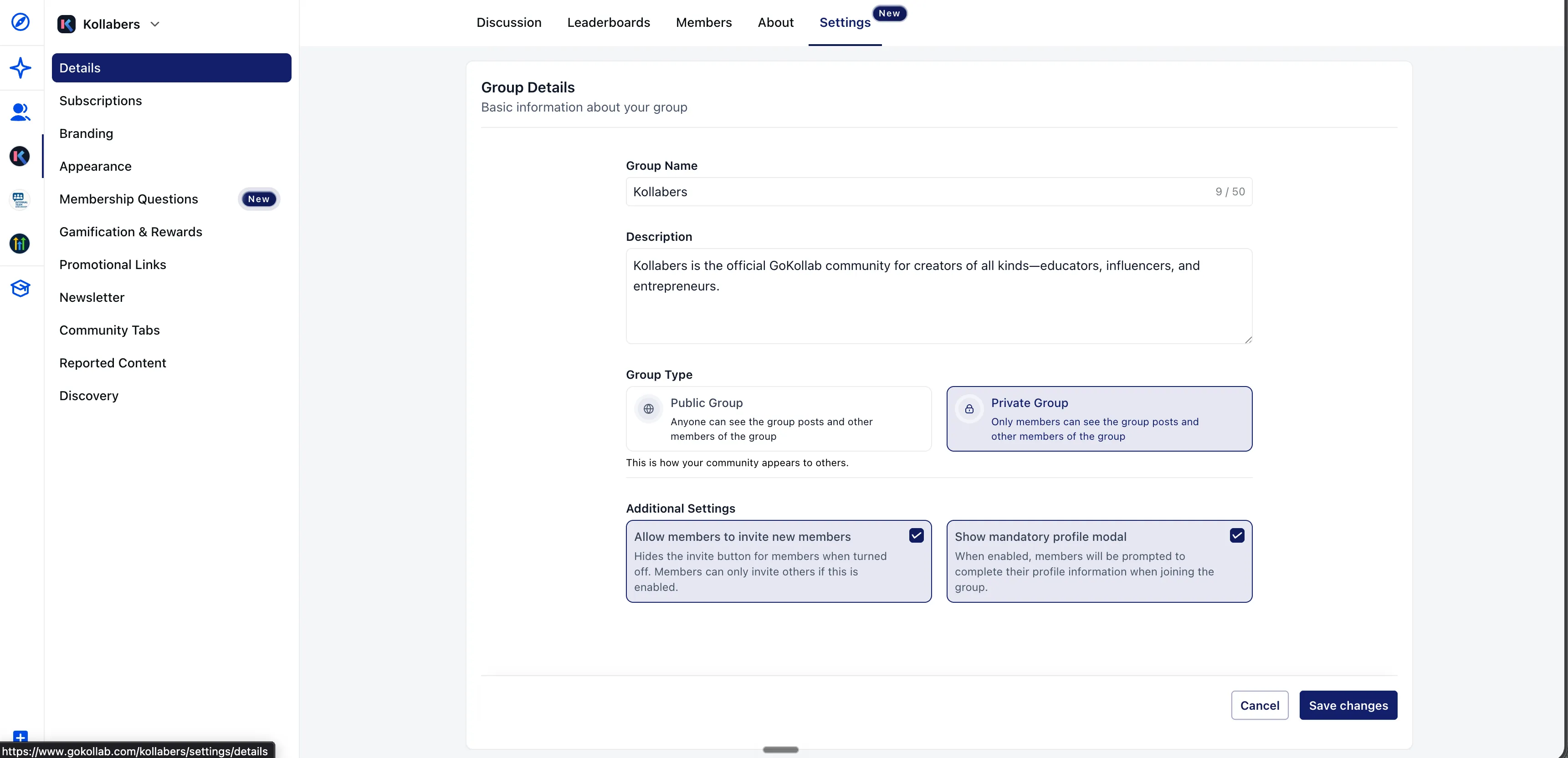 Community admin controls