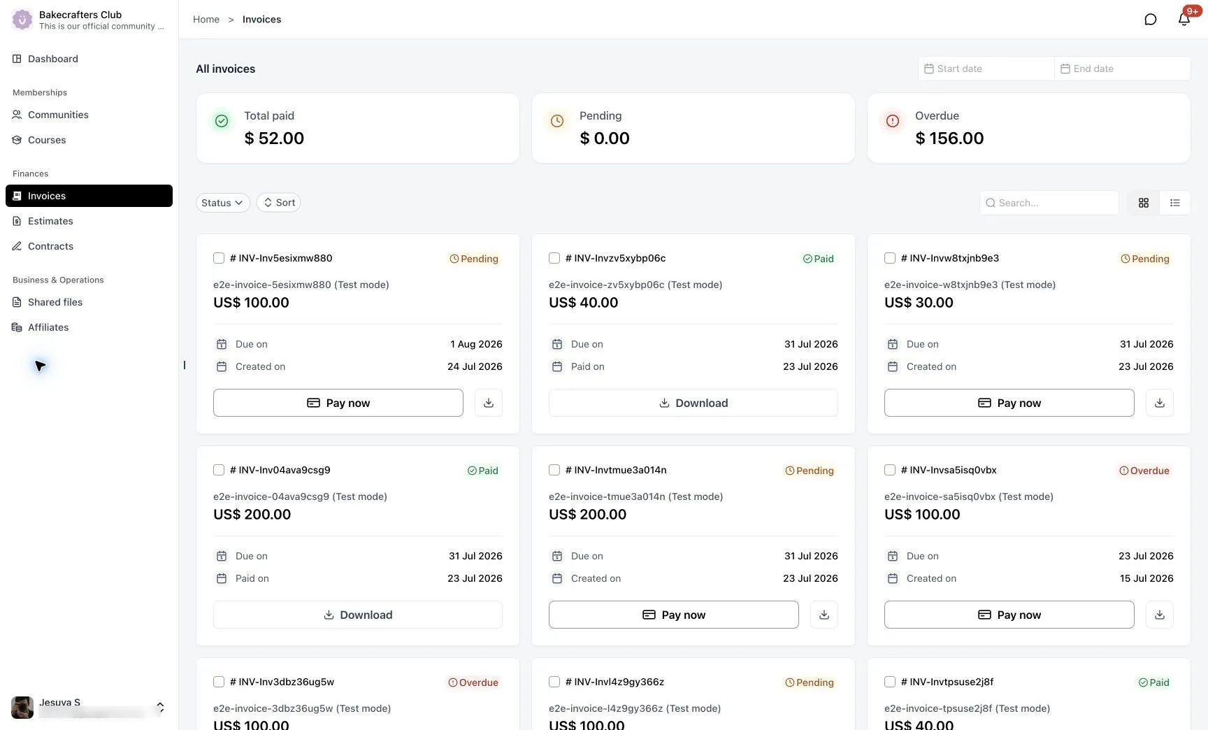 Invoices in the Client Portal