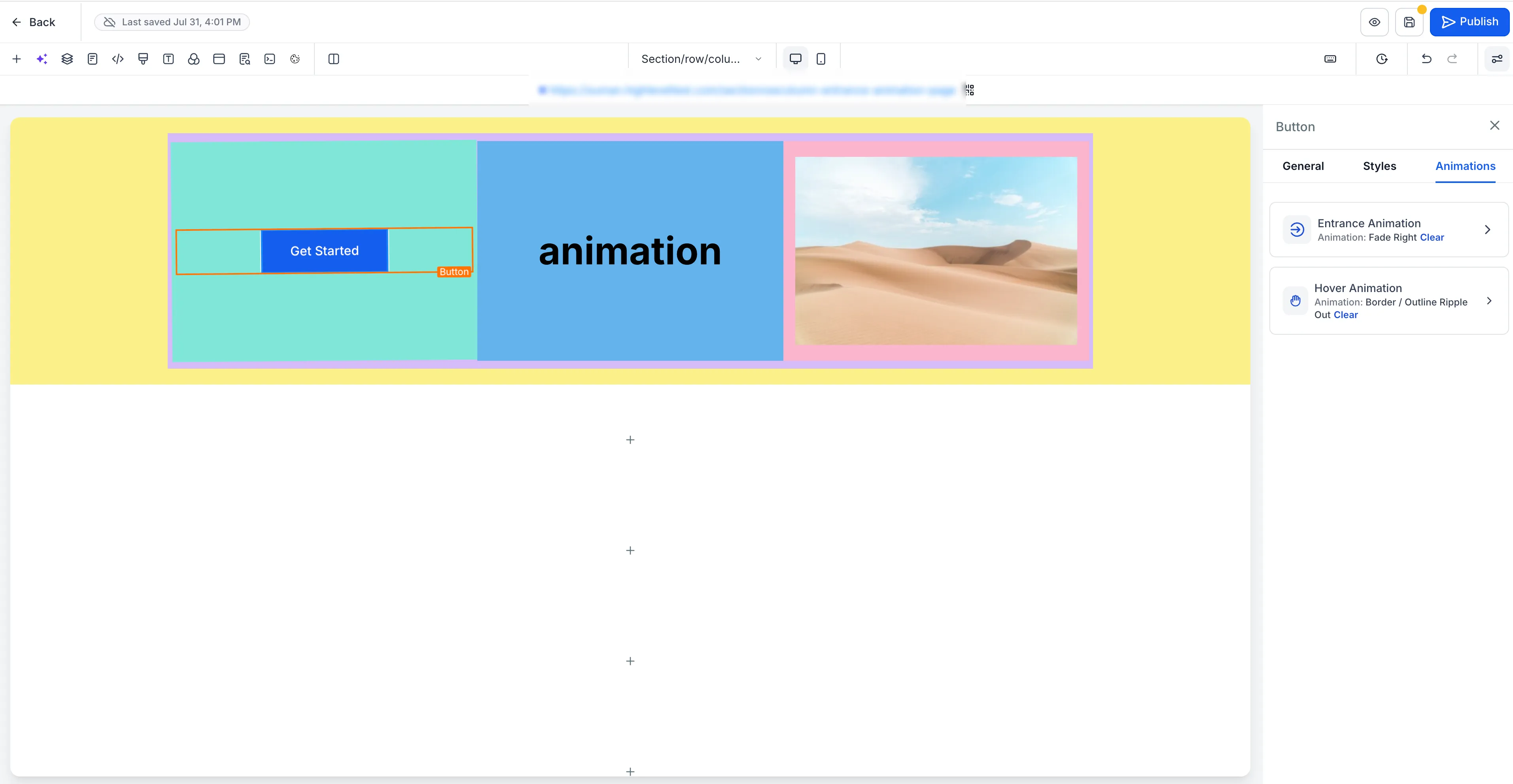 Button hover animation options