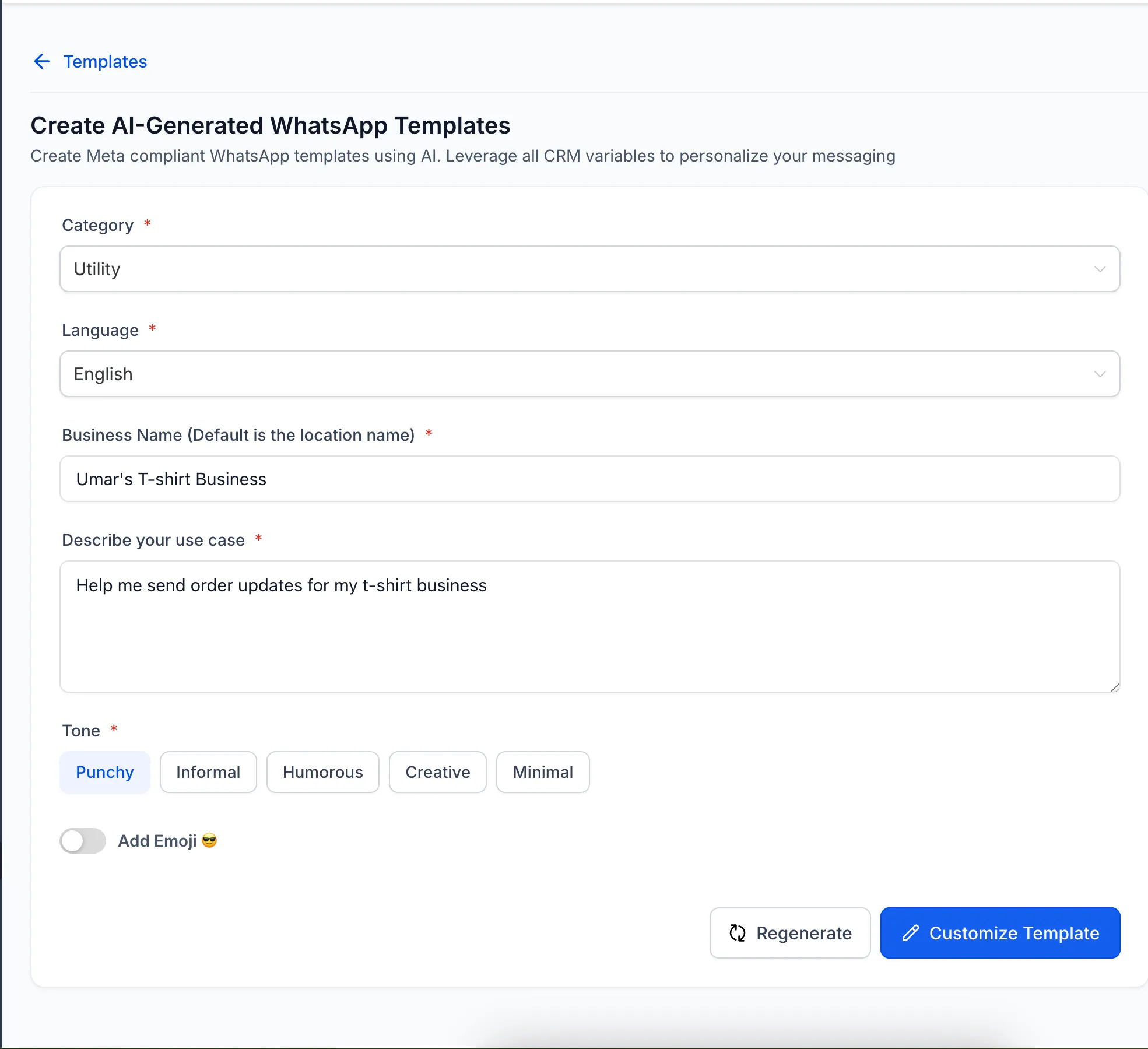 AI template generator
