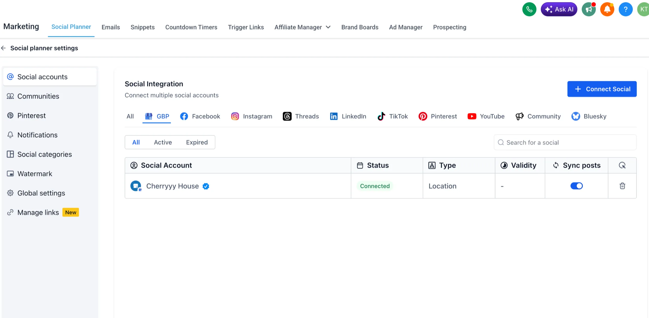 Synced Google Business Profile posts in Social Planner