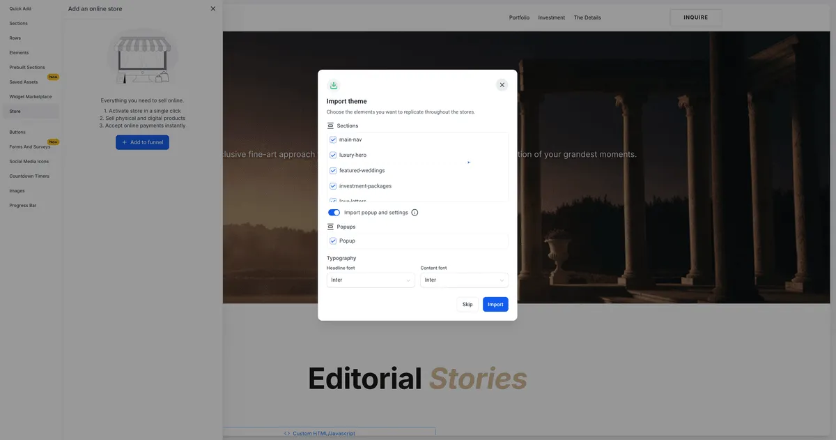 Managing store products in a funnel